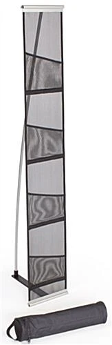 4-Pocket Portable Literature Floor Stand With Case, Mesh 8.5 X 11 Pockets - Black