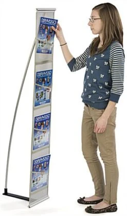 4-Pocket Portable Literature Floor Stand With Case, 8.5 X 11 Pockets - Clear -LuxeDisplay Shop msquto4clr.ra4 preview