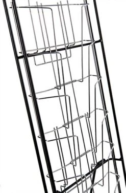 10-Tiered Metal Wire Magazine Floor Stand, 8.5"w, Portable - Black 10 10-Tiered Metal Wire Magazine Floor Stand, 8.5"w, Portable - Black -LuxeDisplay Shop ncybrchblk.ra3 preview