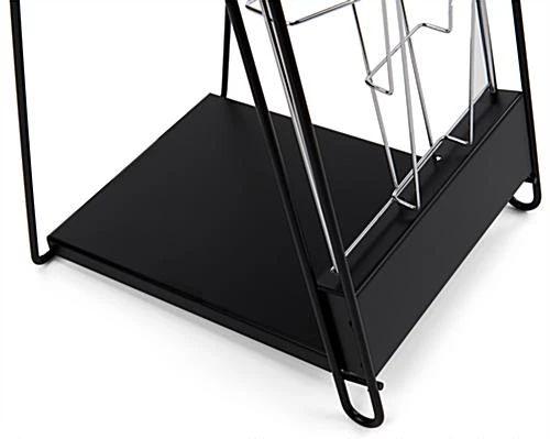 10-Tiered Metal Wire Magazine Floor Stand, 8.5"w, Portable - Black 6 10-Tiered Metal Wire Magazine Floor Stand, 8.5"w, Portable - Black - Image 4