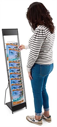 10-Tiered Metal Wire Magazine Floor Stand, 8.5"w, Portable - Black 8 10-Tiered Metal Wire Magazine Floor Stand, 8.5"w, Portable - Black - Image 6