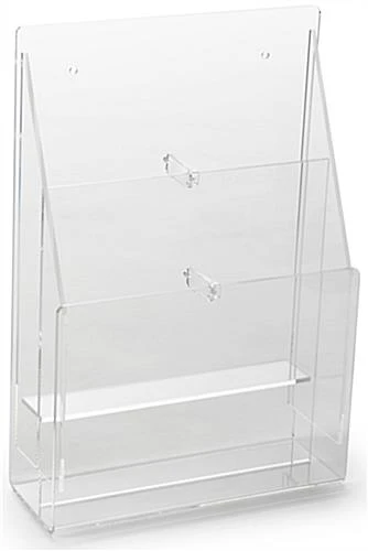 Acrylic Literature Holder, 4"/8.5"w, Wall Or Tabletop, 2-4 Pockets - Clear 3 Acrylic Literature Holder, 4"/8.5"w, Wall Or Tabletop, 2-4 Pockets - Clear