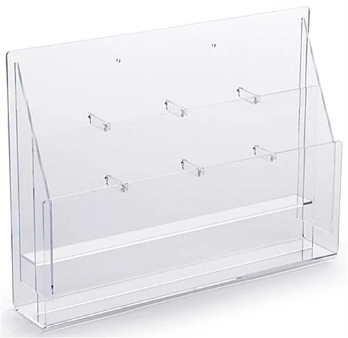 Acrylic Literature Holder, 4"/8.5"w, Wall Or Tabletop, 4-8 Pockets - Clear 3 Acrylic Literature Holder, 4"/8.5"w, Wall Or Tabletop, 4-8 Pockets - Clear