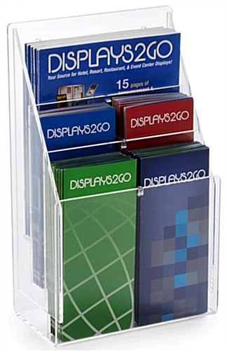 Acrylic Literature Holder, 4"/8.5"w, Wall Or Tabletop, 4-6 Pockets - Clear 4 Acrylic Literature Holder, 4"/8.5"w, Wall Or Tabletop, 4-6 Pockets - Clear - Image 2