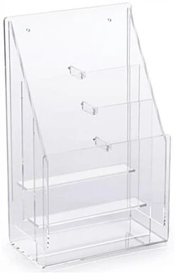 Acrylic Literature Holder, 4"/8.5"w, Wall Or Tabletop, 4-6 Pockets - Clear