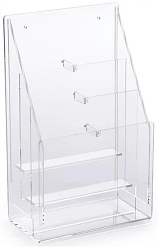 Acrylic Literature Holder, 4"/8.5"w, Wall Or Tabletop, 4-6 Pockets - Clear 3 Acrylic Literature Holder, 4"/8.5"w, Wall Or Tabletop, 4-6 Pockets - Clear