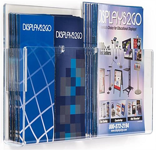 Acrylic Literature Wall Rack, 4"/8.5"w, 2-4 Pockets - Clear 4 Acrylic Literature Wall Rack, 4"/8.5"w, 2-4 Pockets - Clear - Image 2