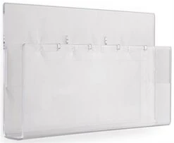 Acrylic Literature Wall Rack, 4"/8.5"w, 3-5 Pockets - Clear