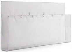 Acrylic Literature Wall Rack, 4"/8.5"w, 3-6 Pockets - Clear