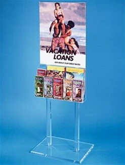 22 X 28 Poster Floor Stand, 10 Literature Pockets, 4"/8.5"w, Double Sided - Clear