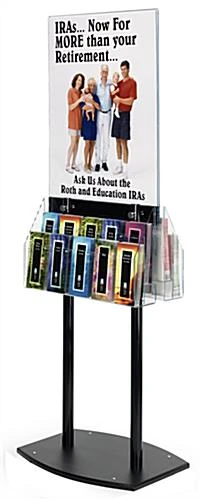 22 X 28 Poster Floor Stand, 20 Literature Pockets, 4"/8.5"w, Double Sided - Black