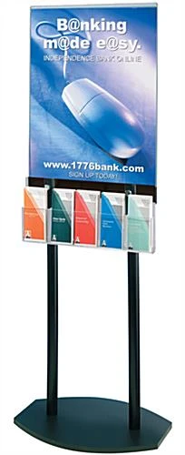 22 X 28 Poster Floor Stand, 5 Literature Pockets, 4/8.5"w - Black