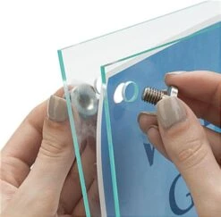 Workshop Series 8.5 X 11 Acrylic Sign Holder W/ Brochure Pocket, Slant Back - Clear -LuxeDisplay Shop npsign85bh.ra4 preview