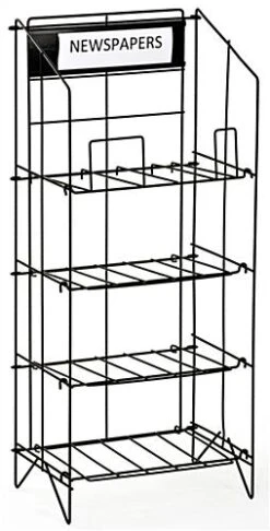 4-Tiered Wire Newspaper Rack For Floor, With Separate Header - Black -LuxeDisplay Shop nrwregone.ra1 preview