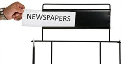 4-Tiered Wire Newspaper Rack For Floor, With Separate Header - Black -LuxeDisplay Shop nrwregtwo.ra2 preview
