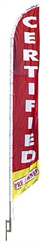 14' Feather Flag & Ground Spike With Pre-printed CERTIFIED PRE-OWNED Message - Red