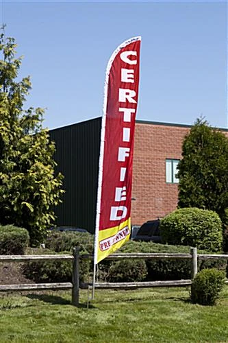 14' Feather Flag & Ground Spike With Pre-printed CERTIFIED PRE-OWNED Message - Red 4 14' Feather Flag & Ground Spike With Pre-printed CERTIFIED PRE-OWNED Message - Red - Image 2