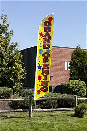 14' Feather Flag & Ground Spike With Pre-printed GRAND OPENING Message - Yellow 4 14' Feather Flag & Ground Spike With Pre-printed GRAND OPENING Message - Yellow - Image 2