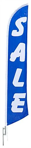 14' Feather Flag & Ground Spike With Pre-printed SALE Message - Blue