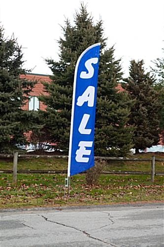 14' Feather Flag & Ground Spike With Pre-printed SALE Message - Blue 4 14' Feather Flag & Ground Spike With Pre-printed SALE Message - Blue - Image 2