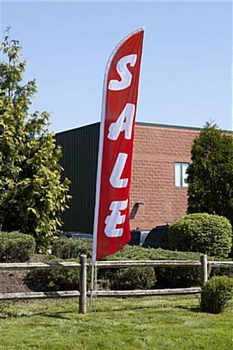 14' Feather Flag & Ground Spike With Pre-printed SALE Message - Red 4 14' Feather Flag & Ground Spike With Pre-printed SALE Message - Red - Image 2