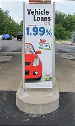 Outdoor Banner Stand For 18” Graphics, Permanent - Gray -LuxeDisplay Shop obs rw preview 1