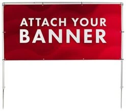 Outdoor Banner Hanging Stand W/ Ground Spikes For 78" To 120" Wide Banners - Silver -LuxeDisplay Shop odbf46810.ra2 preview
