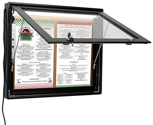 Enclosed Bulletin Board For (2) 8.5 X 14 Sheets, Outdoor Use, Illuminated - Black 8 Enclosed Bulletin Board For (2) 8.5 X 14 Sheets, Outdoor Use, Illuminated - Black - Image 6