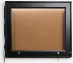 Enclosed Bulletin Board For (2) 8.5 X 14 Sheets, Outdoor Use, Illuminated - Black