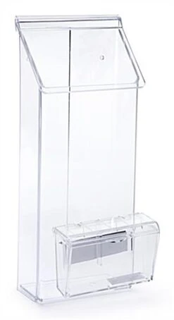 Outdoor Acrylic Brochure Wall Rack, 4"w, Business Card Pocket, Hinged Lid - Clear -LuxeDisplay Shop opd1clbc.ra1 preview