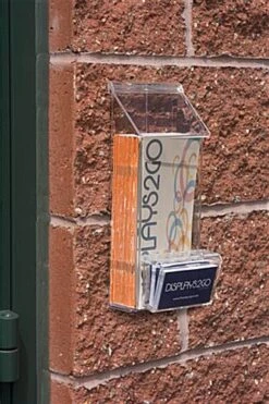 Outdoor Acrylic Brochure Wall Rack, 4"w, Business Card Pocket, Hinged Lid - Clear -LuxeDisplay Shop opd1clbc.renv1 preview