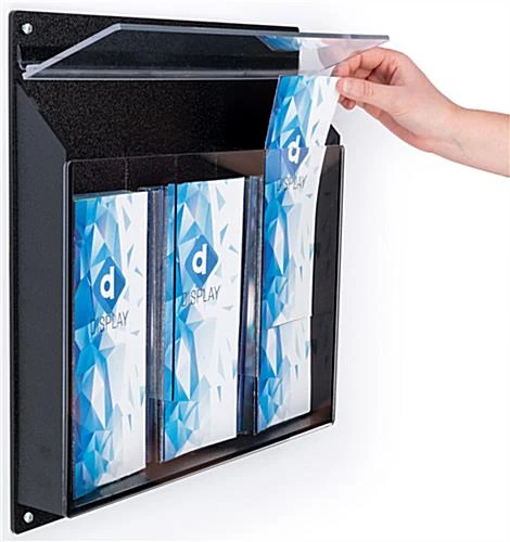 3-Pocket Outdoor Acrylic Brochure Wall Rack, 4"w, Hinged Lid - Clear 5 3-Pocket Outdoor Acrylic Brochure Wall Rack, 4"w, Hinged Lid - Clear - Image 3