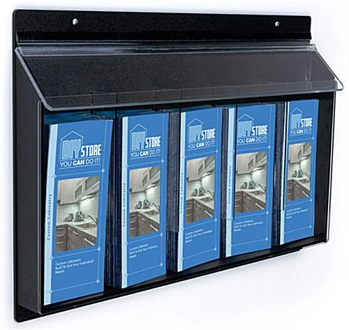 5-Pocket Outdoor Acrylic Brochure Wall Rack, 4"w, Hinged Lid - Clear 3 5-Pocket Outdoor Acrylic Brochure Wall Rack, 4"w, Hinged Lid - Clear