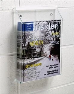 Outdoor Acrylic Magazine Wall Rack, 8.5"w, Single Pocket, Hinged Lid - Clear 8 Outdoor Acrylic Magazine Wall Rack, 8.5"w, Single Pocket, Hinged Lid - Clear -LuxeDisplay Shop opd85cl.ra1 preview