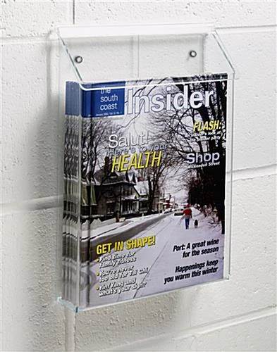 Outdoor Acrylic Magazine Wall Rack, 8.5"w, Single Pocket, Hinged Lid - Clear 5 Outdoor Acrylic Magazine Wall Rack, 8.5"w, Single Pocket, Hinged Lid - Clear - Image 3