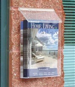 Outdoor Acrylic Magazine Wall Rack, 8.5"w, Single Pocket, Hinged Lid - Clear 9 Outdoor Acrylic Magazine Wall Rack, 8.5"w, Single Pocket, Hinged Lid - Clear -LuxeDisplay Shop opd85cl.rw preview