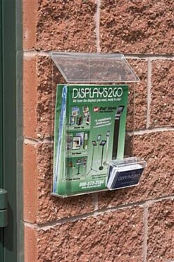 Outdoor Acrylic Magazine Wall Rack, 8.5"w, Business Card Pocket, Hinged Lid - Clear -LuxeDisplay Shop opd85clbc.renv preview