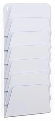 7-Tiered File Holder, Wall Mounts, Fits Letter & Legal Size, Steel – White