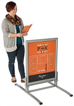 22” X 28” Outdoor Sidewalk Sign For Posters, Spring Base, 2 Sided, Silver -LuxeDisplay Shop ows2228s ra2 preview