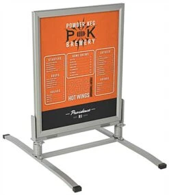 22” X 28” Outdoor Sidewalk Sign For Posters, Spring Base, 2 Sided, Silver