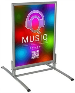 30” X 40” Sidewalk Sign For Posters, Spring Base, Snap Frame, 2 Sided - Silver