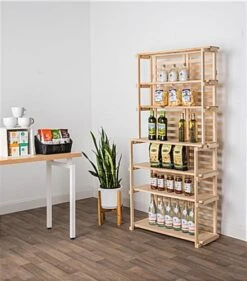 Wooden Retail Shelving Unit W/ 6 Shelves - Pine Wood -LuxeDisplay Shop pan43fbkup.renv2 preview