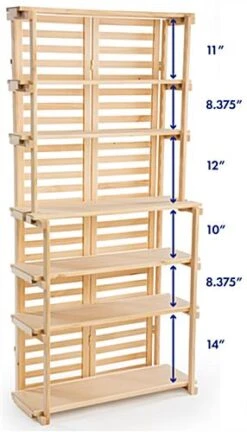 Wooden Retail Shelving Unit W/ 6 Shelves - Pine Wood -LuxeDisplay Shop pan43fbkup20size20chart.ra1 preview