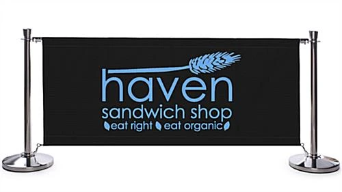 Café Barrier System W/ 13 Custom Banners (1 Color Printing) & 14 Stanchions - Black 3 Café Barrier System W/ 13 Custom Banners (1 Color Printing) & 14 Stanchions - Black