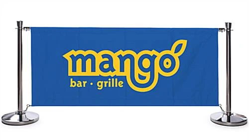 Café Barrier System W/ 7 Custom Banners (1 Color Printing) & 8 Stanchions - Blue 3 Café Barrier System W/ 7 Custom Banners (1 Color Printing) & 8 Stanchions - Blue