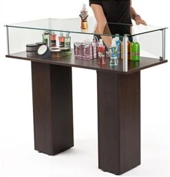 46" Display Case With Pedestal Design, Rear Hinged Doors, Frameless - Wenge -LuxeDisplay Shop pjc46920wg.ra5 preview