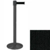 38" Wrinkle Black Stanchion Post With 7.5' Retractable Belt - Black