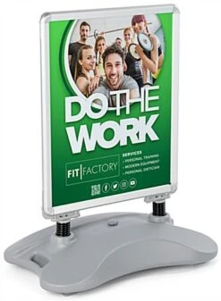 22 X 28 Sidewalk Sign For Posters, 2 Sided, Water-fill Base With Springs - Silver