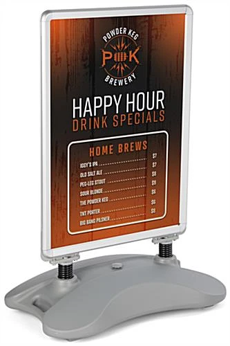 23 X 33 Sidewalk Sign For Posters, 2 Sided, Water-fill Base With Springs - Silver 3 23 X 33 Sidewalk Sign For Posters, 2 Sided, Water-fill Base With Springs - Silver