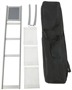 3-Tiered Metal Magazine Floor Stand, 8.5"w, Sign Holder, Carrying Bag - Silver -LuxeDisplay Shop pz4slih.r5 preview